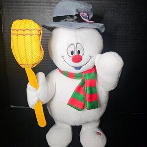 Gemmy Frosty The Snowman With Broom Singing 13" Tall Plush